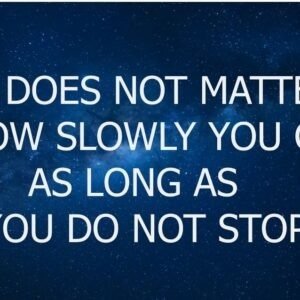 "It does not matter how slowly you go as long as you do not stop." -